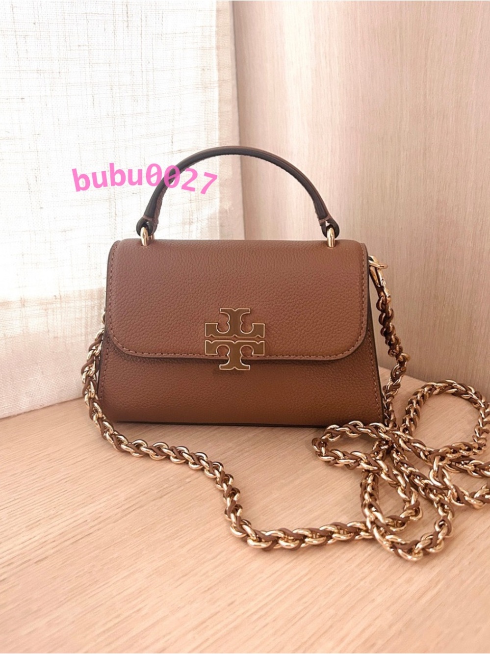 NWT👜Tory Burch Britten Mini Top Handle Chain Crossbody Leather 175816 Brown